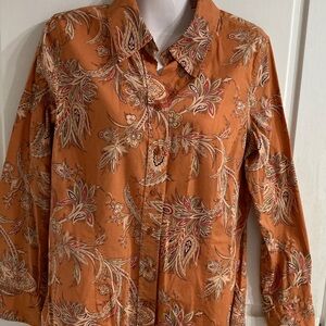 Coldwater CreekOrange Paisley Button-Up Shirt